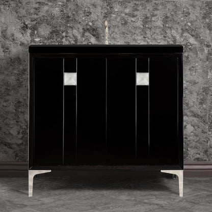 Linkasink - Tuxedo With 3 Inch Eglomise Prism Artisan Glass Hardware 36 Inch Wide Black Vanity