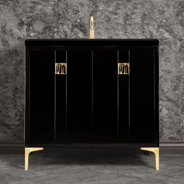 Linkasink - Tuxedo With 3 Inch Black Tiger Prism Artisan Glass Hardware 36 Inch Wide Black Vanity