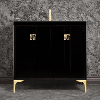 Linkasink - Tuxedo With 3 Inch Black Tiger Prism Artisan Glass Hardware 36 Inch Wide Black Vanity