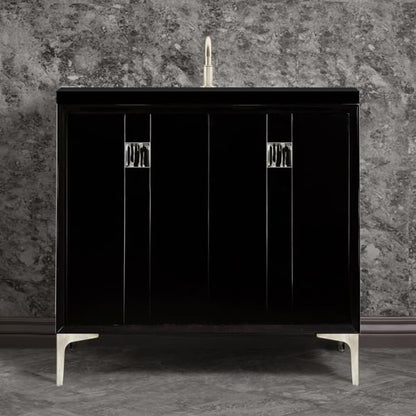 Linkasink - Tuxedo With 3 Inch Black Tiger Prism Artisan Glass Hardware 36 Inch Wide Black Vanity