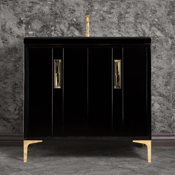 Linkasink - Tuxedo With 8 Inch Black Tigler Prism Artisan Glass Hardware 36 Inch Wide Black Vanity