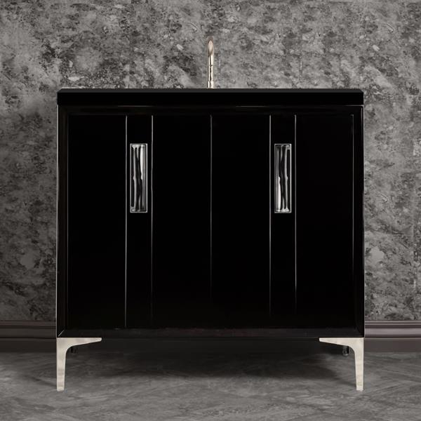 Linkasink - Tuxedo With 8 Inch Black Tigler Prism Artisan Glass Hardware 36 Inch Wide Black Vanity