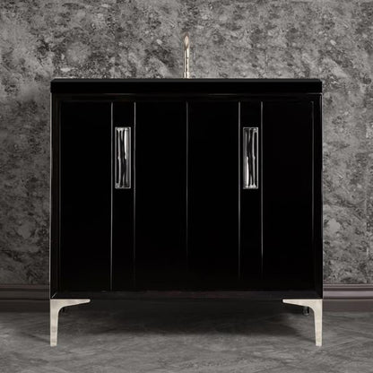 Linkasink - Tuxedo With 8 Inch Black Tigler Prism Artisan Glass Hardware 36 Inch Wide Black Vanity