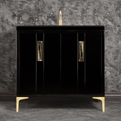 Linkasink - Tuxedo With 8 Inch Black Tigler Prism Artisan Glass Hardware 36 Inch Wide Black Vanity