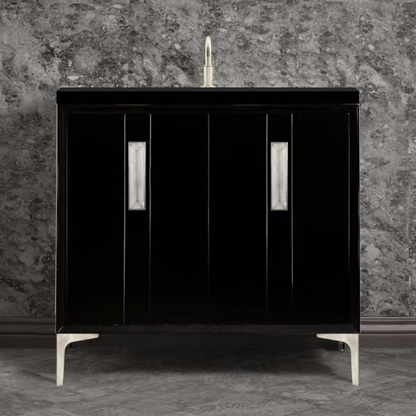 Linkasink - Tuxedo With 8 Inch Eglomise Prism Artisan Glass Hardware 36 Inch Wide Black Vanity