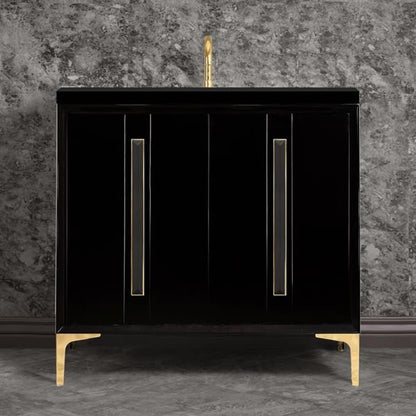 Linkasink - Tuxedo With 18 Inch Black Artisan Glass Prism Hardware 36 Inch Wide Black Vanity