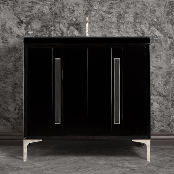 Linkasink - Tuxedo With 18 Inch Black Artisan Glass Prism Hardware 36 Inch Wide Black Vanity