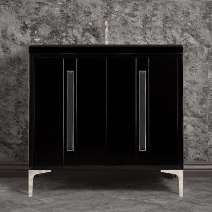 Linkasink - Tuxedo With 18 Inch Black Artisan Glass Prism Hardware 36 Inch Wide Black Vanity