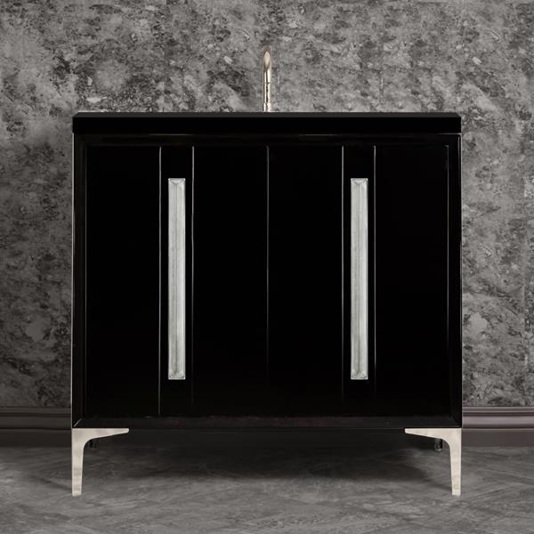 Linkasink - Tuxedo With 18 Inch Eglomise Prism Artisan Glass Hardware 36 Inch Wide Black Vanity