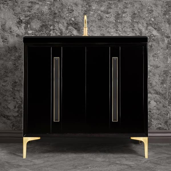 Linkasink - Tuxedo With 18 Inch Black Artisan Glass Prism Hardware 36 Inch Wide Black Vanity