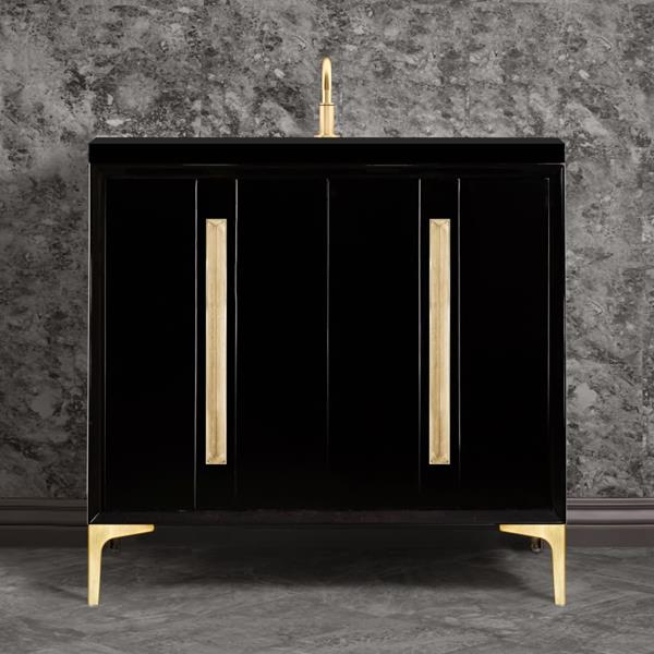 Linkasink - Tuxedo With 18 Inch Eglomise Prism Artisan Glass Hardware 36 Inch Wide Black Vanity