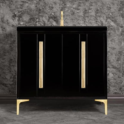 Linkasink - Tuxedo With 18 Inch Eglomise Prism Artisan Glass Hardware 36 Inch Wide Black Vanity