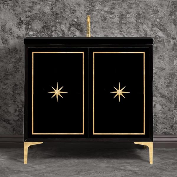Linkasink - Linea With Star Hardware 36 Inch Wide Black Vanity