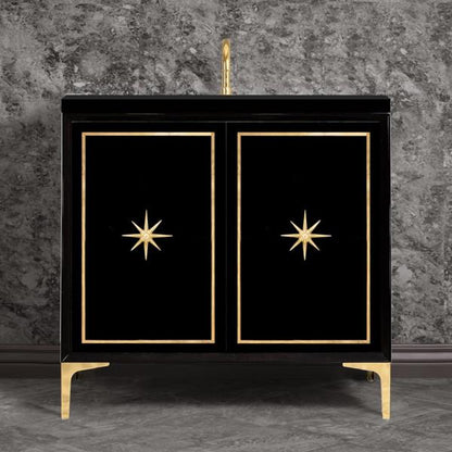 Linkasink - Linea With Star Hardware 36 Inch Wide Black Vanity