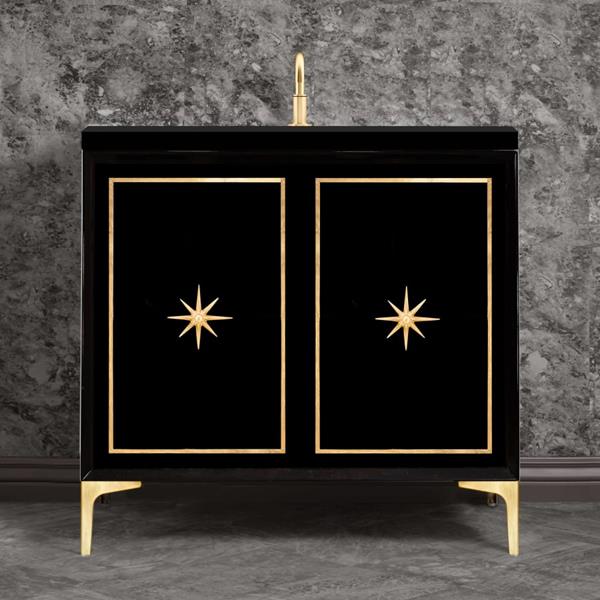 Linkasink - Linea With Star Hardware 36 Inch Wide Black Vanity