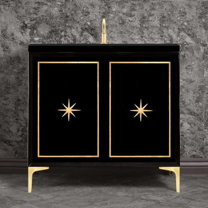 Linkasink - Linea With Star Hardware 36 Inch Wide Black Vanity