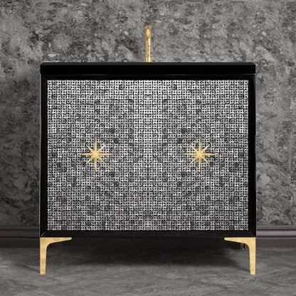 Linkasink - Mother Of Pearl With Star Hardware 36 Inch Wide Black Vanity