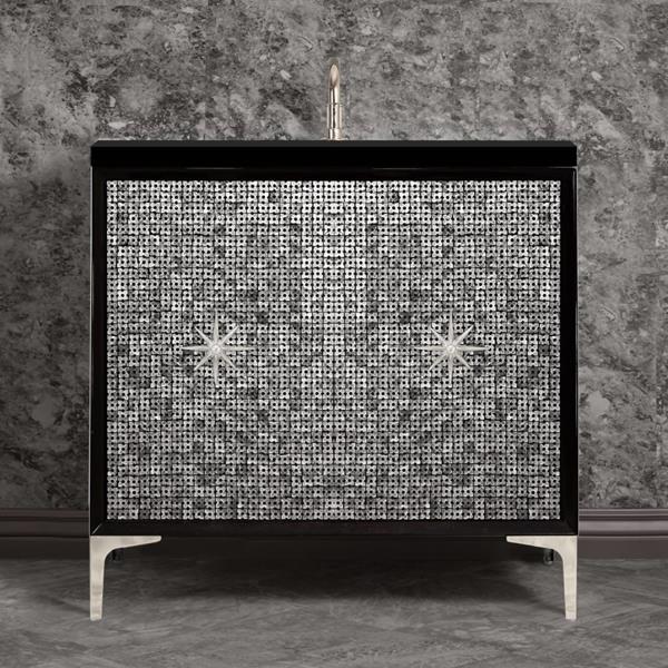 Linkasink - Mother Of Pearl With Star Hardware 36 Inch Wide Black Vanity