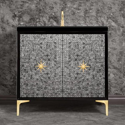 Linkasink - Mother Of Pearl With Star Hardware 36 Inch Wide Black Vanity