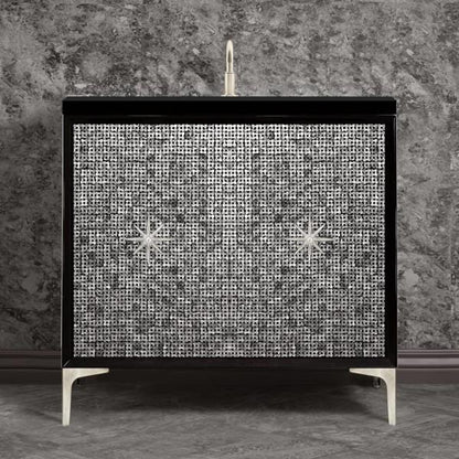 Linkasink - Mother Of Pearl With Star Hardware 36 Inch Wide Black Vanity