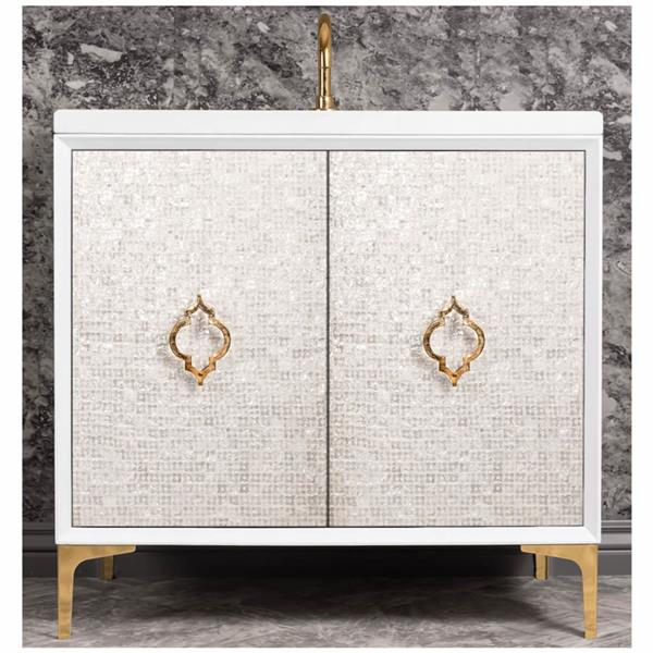 Linkasink - Mother Of Pearl With Arabesque Pull 36 Inch Wide White Vanity