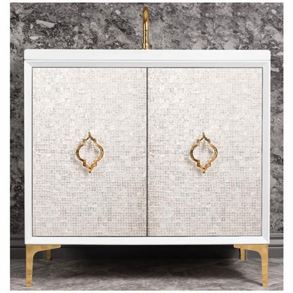 Linkasink - Mother Of Pearl With Arabesque Pull 36 Inch Wide White Vanity