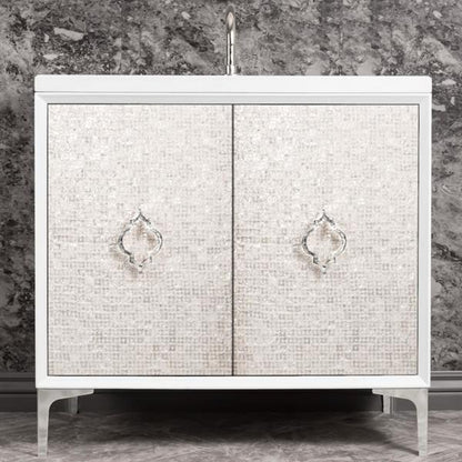 Linkasink - Mother Of Pearl With Arabesque Pull 36 Inch Wide White Vanity