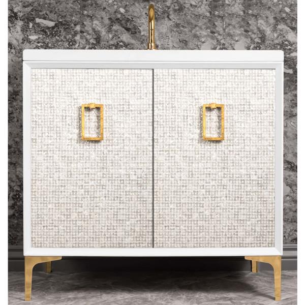 Linkasink - Mother Of Pearl With Coach Pull 36 Inch Wide White Vanity