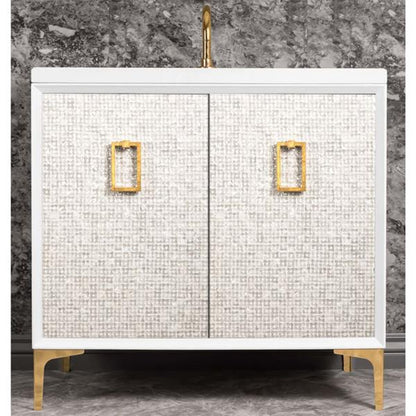 Linkasink - Mother Of Pearl With Coach Pull 36 Inch Wide White Vanity