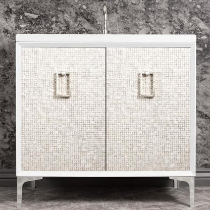 Linkasink - Mother Of Pearl With Coach Pull 36 Inch Wide White Vanity