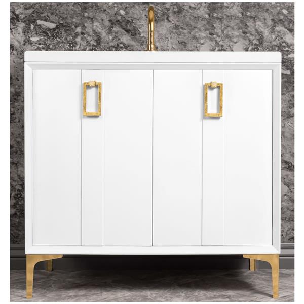 Linkasink - Tuxedo With Coach Pull 36 Inch Wide White Vanity