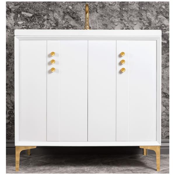 Linkasink - Tuxedo With Buttons 36 Inch Wide White Vanity