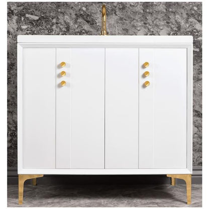 Linkasink - Tuxedo With Buttons 36 Inch Wide White Vanity