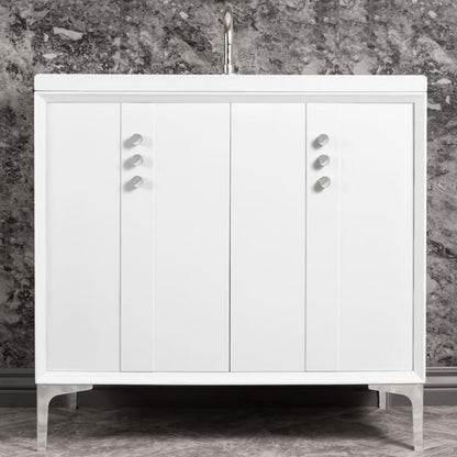 Linkasink - Tuxedo With Buttons 36 Inch Wide White Vanity