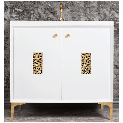 Linkasink - Frame With Coral Grate 36 Inch Wide White Vanity