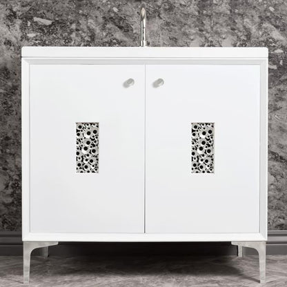 Linkasink - Frame With Coral Grate 36 Inch Wide White Vanity