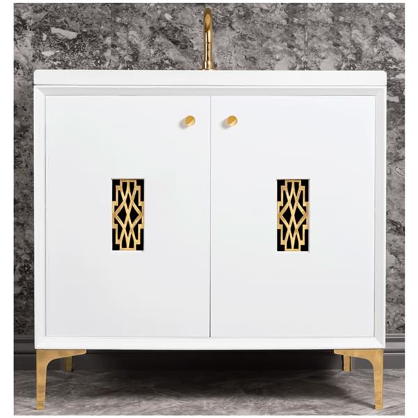 Linkasink - Frame With Deco Grate 36 Inch Wide White Vanity