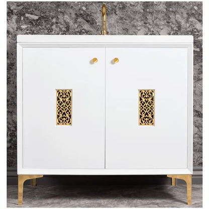 Linkasink - Frame With Filigree Grate 36 Inch Wide White Vanity