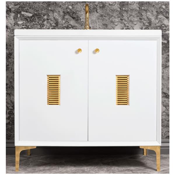 Linkasink - Frame With Louver Grate 36 Inch Wide White Vanity