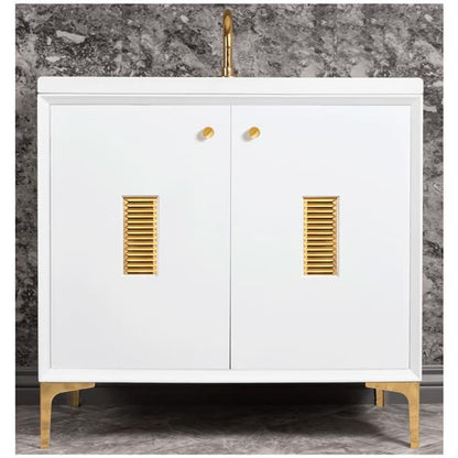Linkasink - Frame With Louver Grate 36 Inch Wide White Vanity