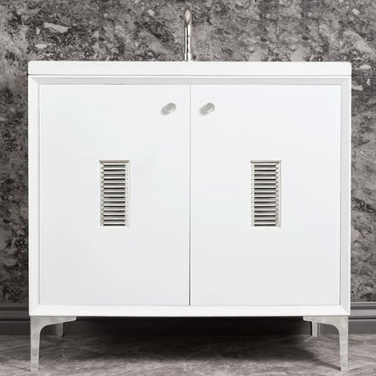 Linkasink - Frame With Louver Grate 36 Inch Wide White Vanity