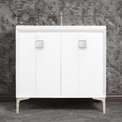 Linkasink - Tuxedo With 3 Inch White Prism Artisan Glass Hardware 36 Inch Wide White Vanity