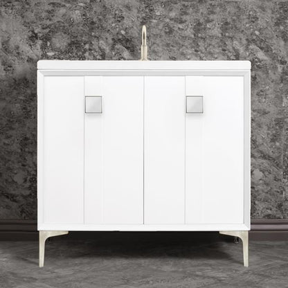 Linkasink - Tuxedo With 3 Inch White Prism Artisan Glass Hardware 36 Inch Wide White Vanity