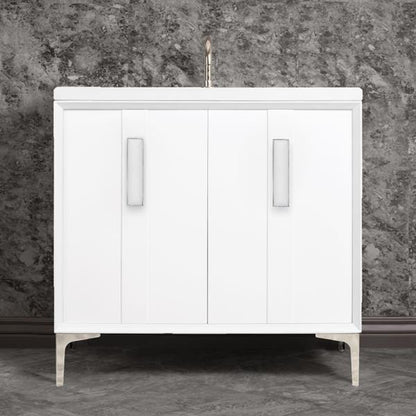 Linkasink - Tuxedo With 8 Inch White Prism Artisan Glass Hardware 36 Inch Wide White Vanity