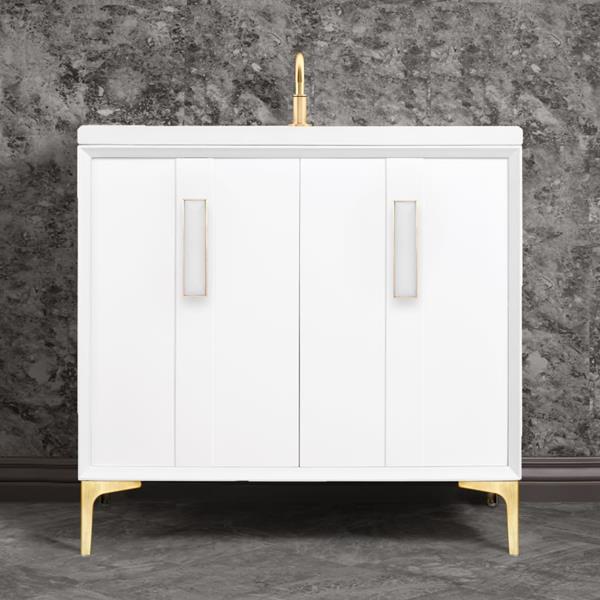 Linkasink - Tuxedo With 8 Inch White Prism Artisan Glass Hardware 36 Inch Wide White Vanity