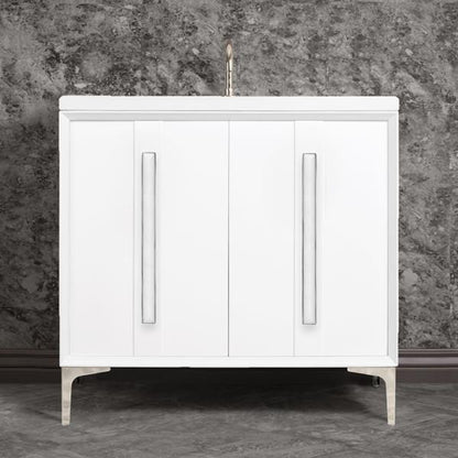 Linkasink - Tuxedo With 18 Inch White Prism Artisan Glass Hardware 36 Inch Wide White Vanity