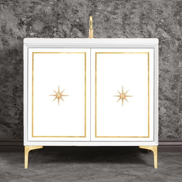 Linkasink - Linea With Star Hardware 36 Inch Wide White Vanity