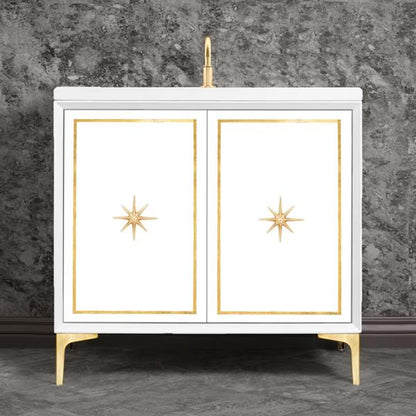 Linkasink - Linea With Star Hardware 36 Inch Wide White Vanity