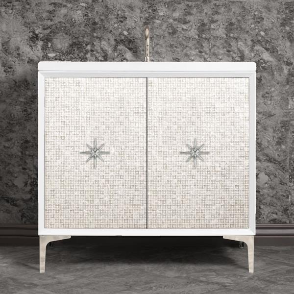 Linkasink - Mother Of Pearl With Star Hardware 36 Inch Wide White Vanity