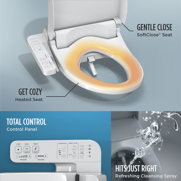 Toto - Washlet A2  Electronic Bidet Toilet Seat With Heated Seat And Softclose Lid, Elongated, Cotton White
